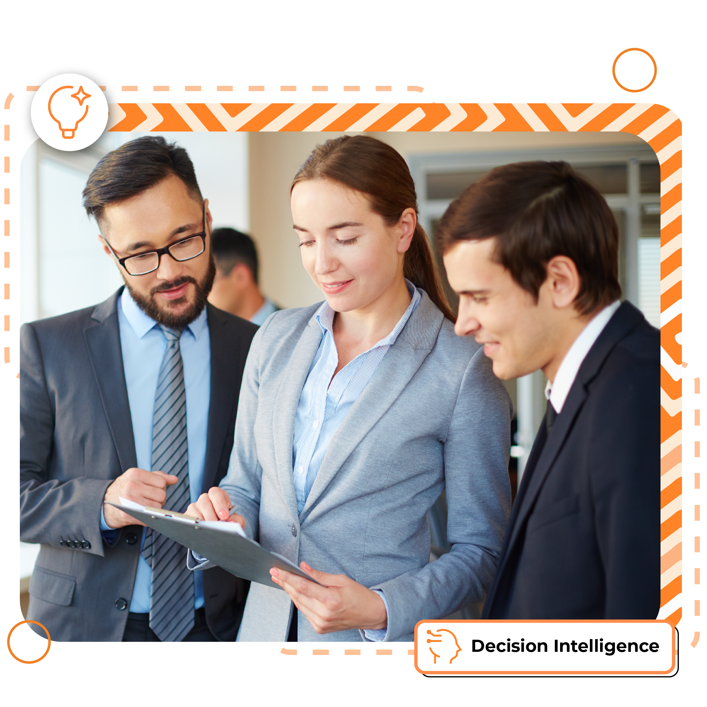 Professionals reviewing an AI workflow automation dashboard on a tablet